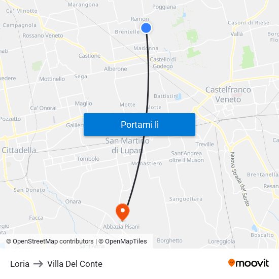 Loria to Villa Del Conte map