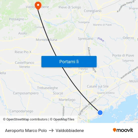 Aeroporto Marco Polo to Valdobbiadene map