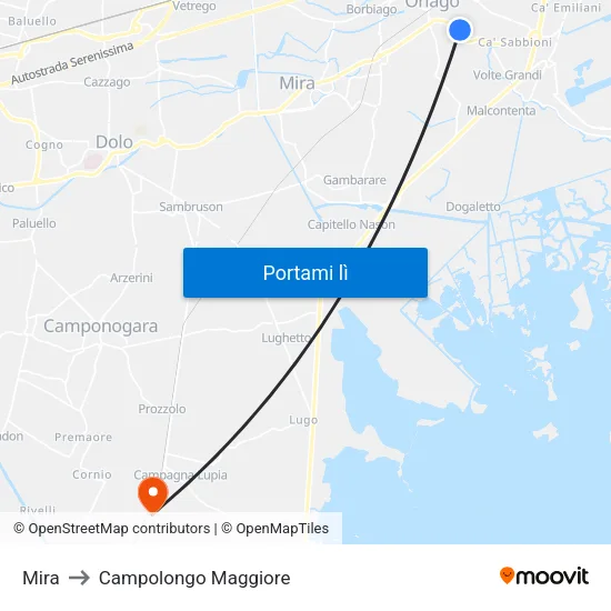 Mira to Campolongo Maggiore map