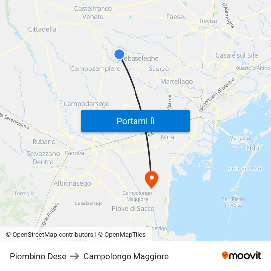 Piombino Dese to Campolongo Maggiore map