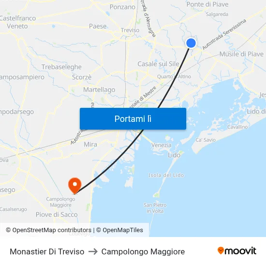 Monastier Di Treviso to Campolongo Maggiore map