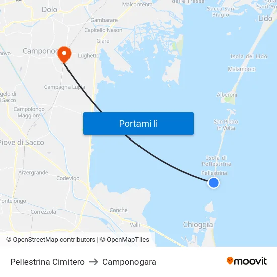 Pellestrina Cimitero to Camponogara map