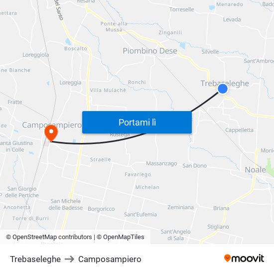 Trebaseleghe to Camposampiero map