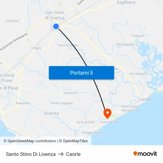 Santo Stino Di Livenza to Caorle map