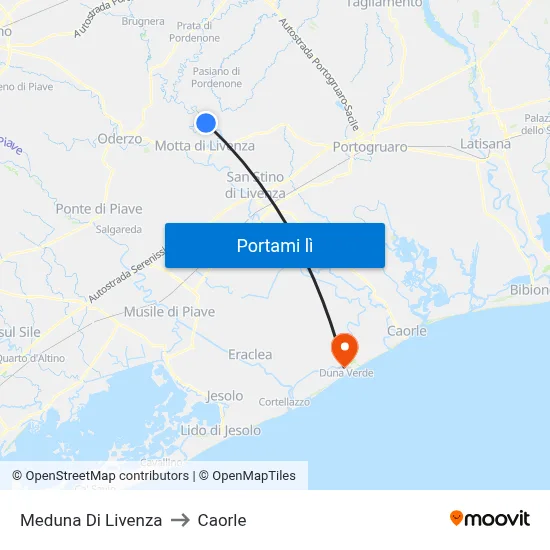 Meduna Di Livenza to Caorle map