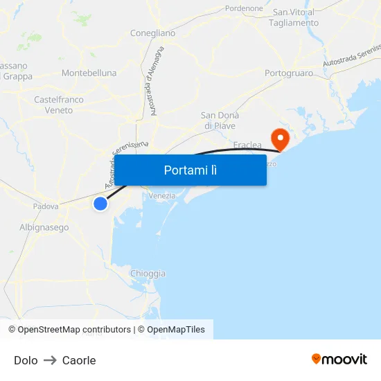 Dolo to Caorle map