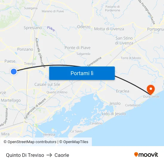 Quinto Di Treviso to Caorle map