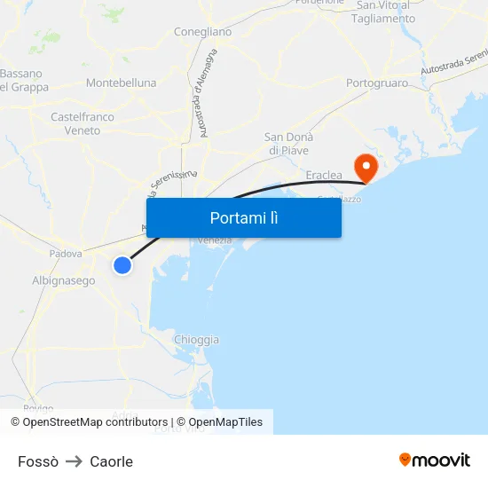 Fossò to Caorle map