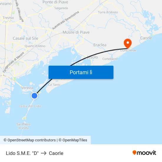Lido S.M.E. "D" to Caorle map