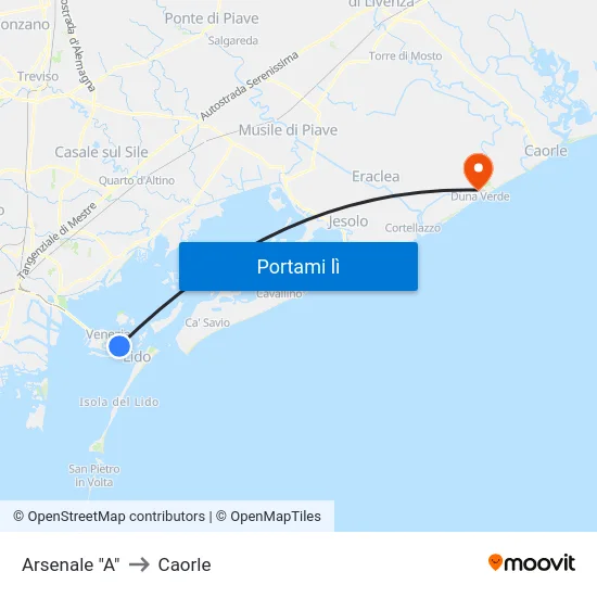 Arsenale "A" to Caorle map