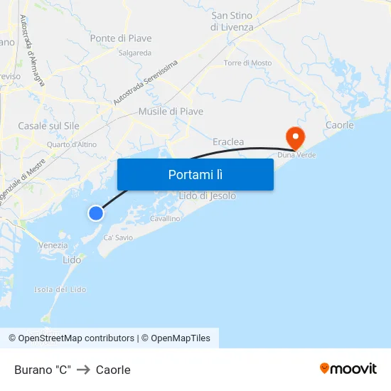 Burano "C" to Caorle map