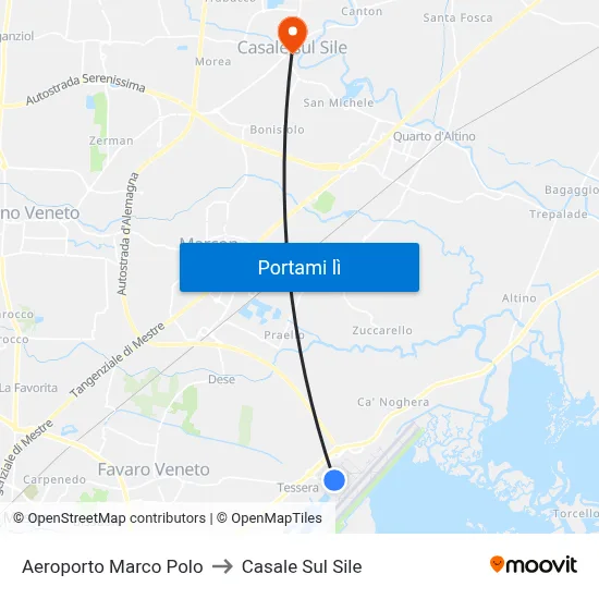 Aeroporto Marco Polo to Casale Sul Sile map