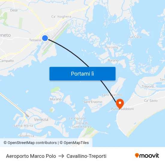 Aeroporto Marco Polo to Cavallino-Treporti map