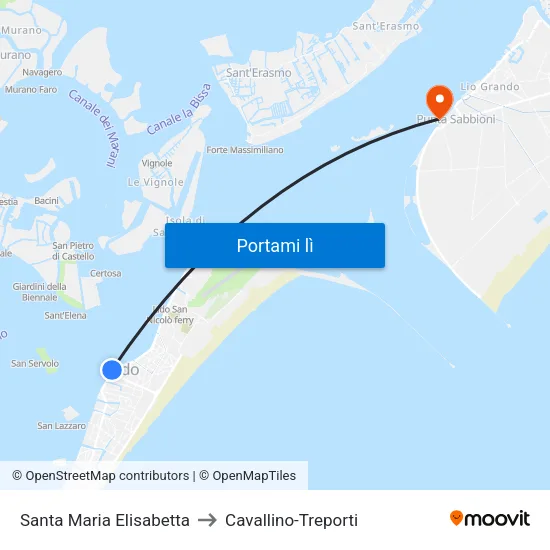 Santa Maria Elisabetta to Cavallino-Treporti map