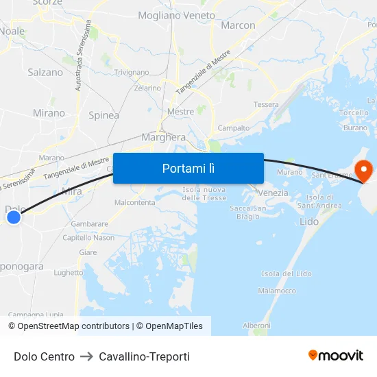 Dolo Centro to Cavallino-Treporti map