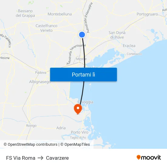 FS Via Roma to Cavarzere map