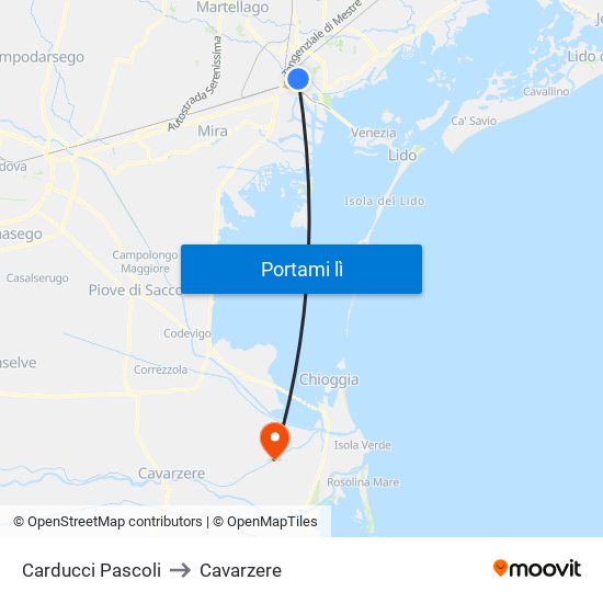 Carducci Pascoli to Cavarzere map