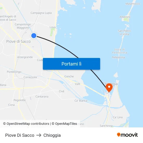 Piove Di Sacco to Chioggia map