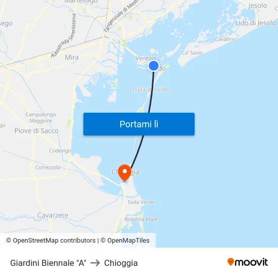 Giardini Biennale "A" to Chioggia map