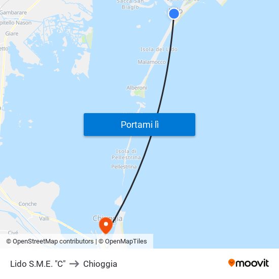 Lido S.M.E. "C" to Chioggia map
