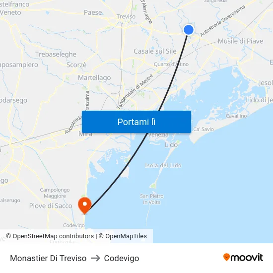 Monastier Di Treviso to Codevigo map