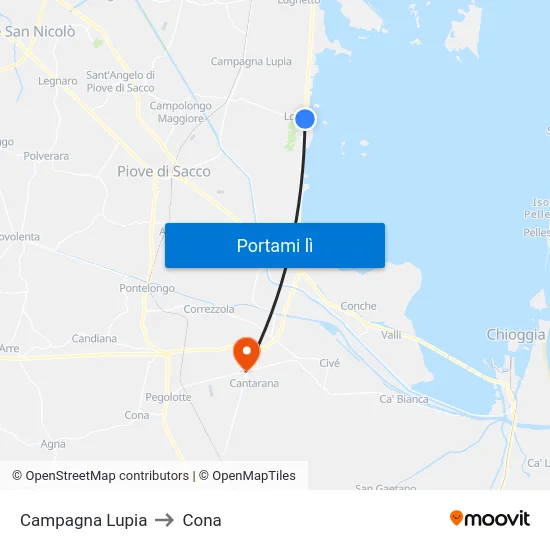 Campagna Lupia to Cona map