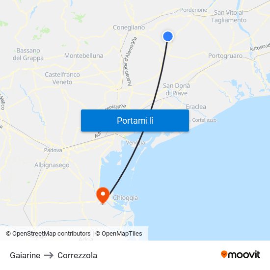Gaiarine to Correzzola map