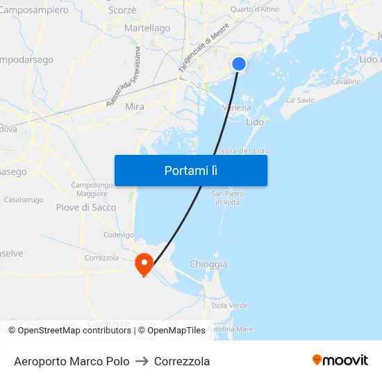 Aeroporto Marco Polo to Correzzola map