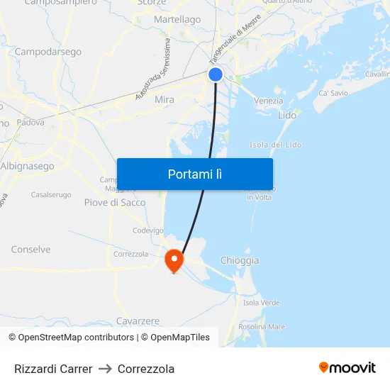 Rizzardi Carrer to Correzzola map