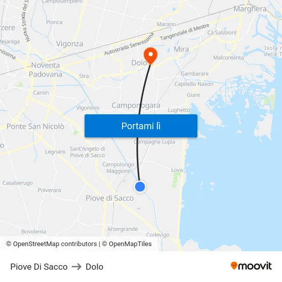 Piove Di Sacco to Dolo map