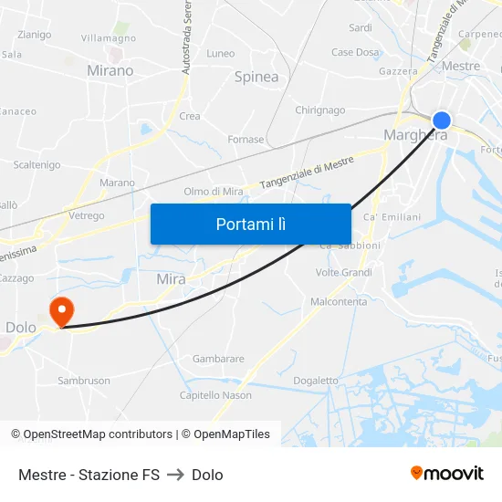 Mestre - Stazione FS to Dolo map