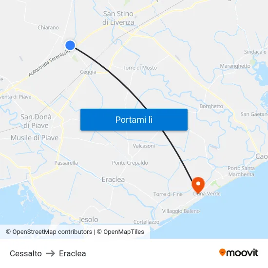 Cessalto to Eraclea map