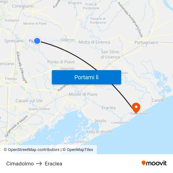 Cimadolmo to Eraclea map