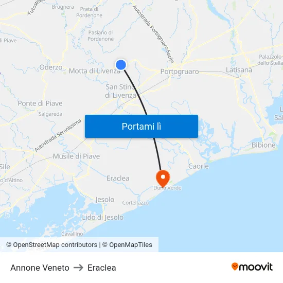 Annone Veneto to Eraclea map
