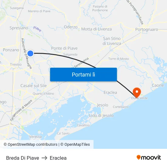 Breda Di Piave to Eraclea map