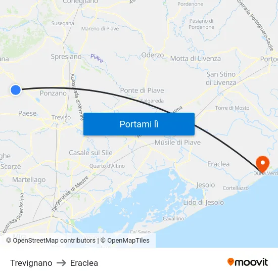 Trevignano to Eraclea map