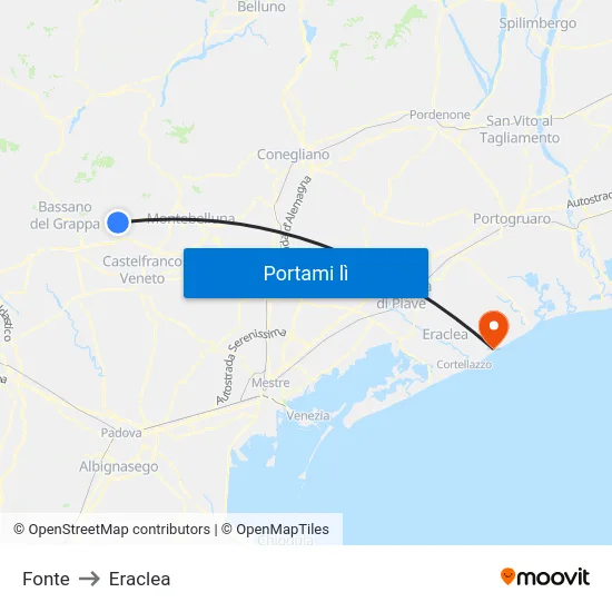 Fonte to Eraclea map