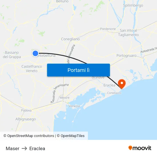 Maser to Eraclea map