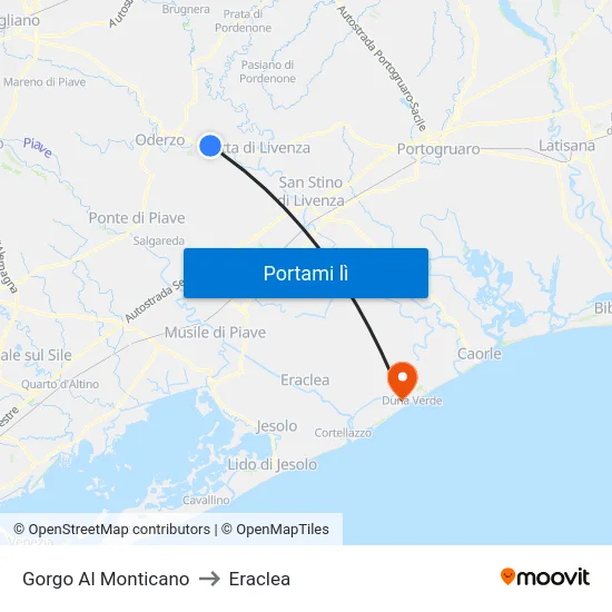 Gorgo Al Monticano to Eraclea map