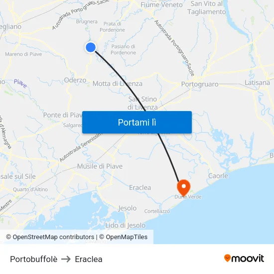 Portobuffolè to Eraclea map