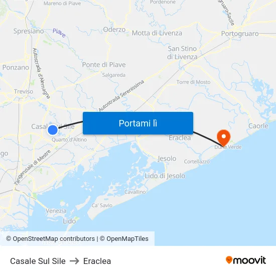 Casale Sul Sile to Eraclea map