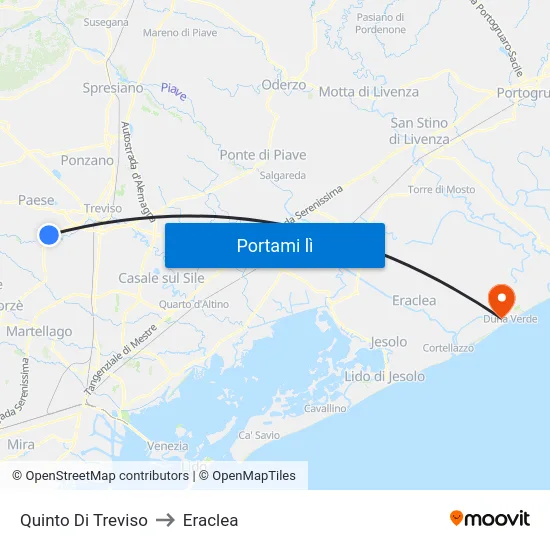 Quinto Di Treviso to Eraclea map