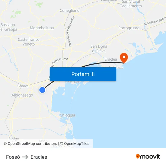Fossò to Eraclea map