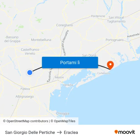 San Giorgio Delle Pertiche to Eraclea map