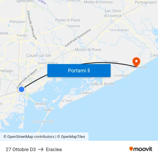 27 Ottobre D3 to Eraclea map
