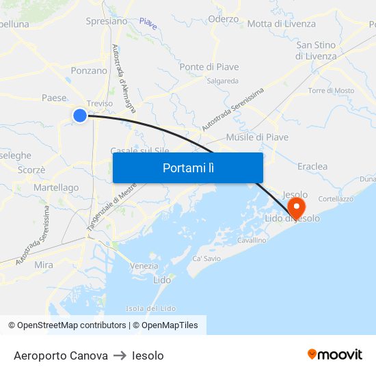 Aeroporto Canova to Iesolo map