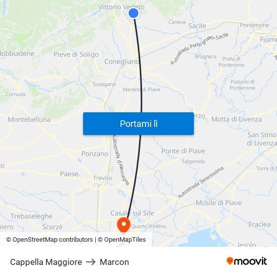 Cappella Maggiore to Marcon map