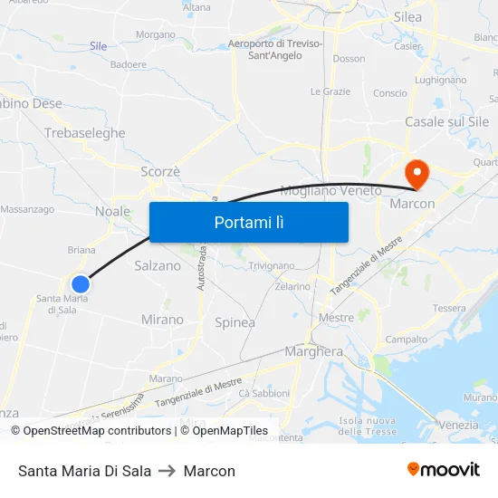 Santa Maria Di Sala to Marcon map