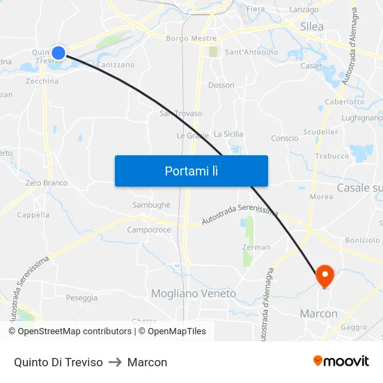 Quinto Di Treviso to Marcon map