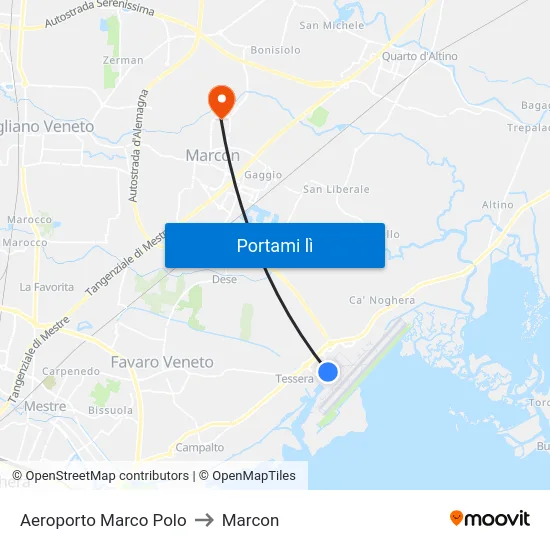 Aeroporto Marco Polo to Marcon map
